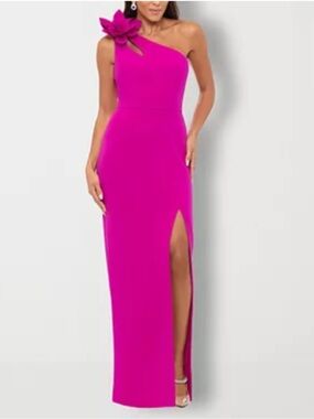 One Shoulder Flower Maxi Dress Pink